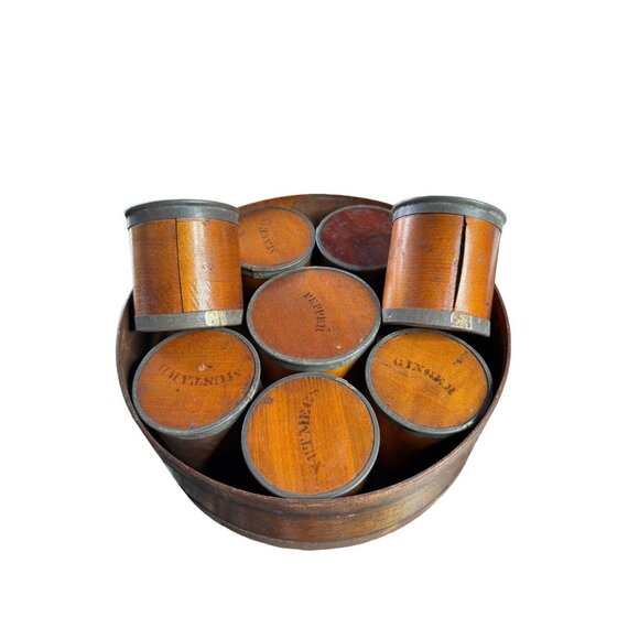 1888 Patent Package Co Spice Box Set Victorian Pantry Tins Antique Complete - Picture 8 of 14